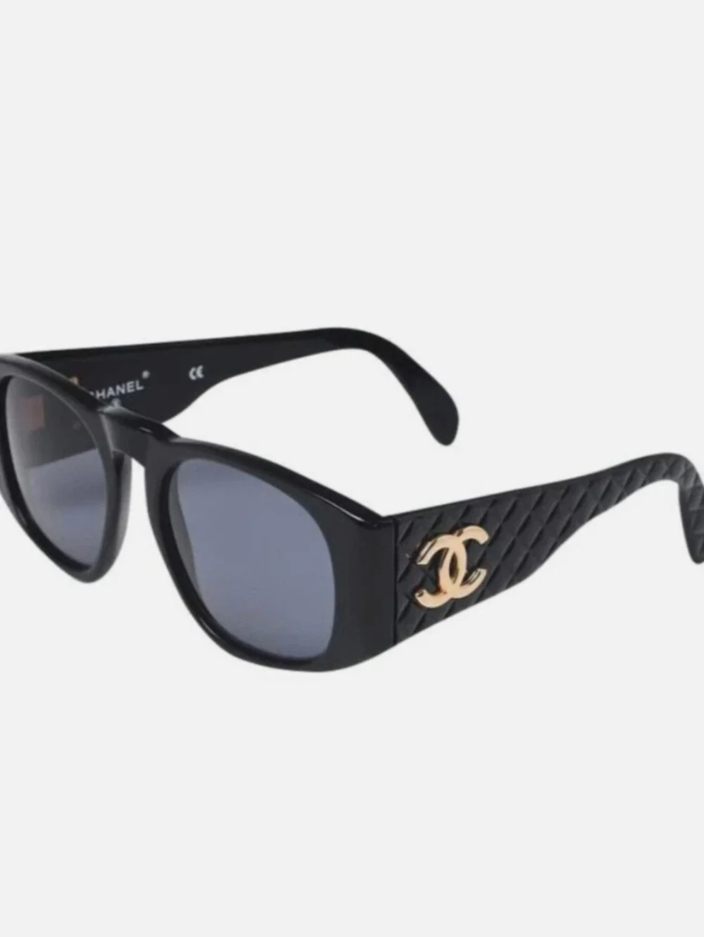 CHANEL 01450 94305 Black Gold CC Cocomark Sunglasses EUC